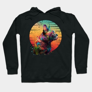 Colorful sunset and cute watercolor cat, rainbow color, colored, psychedelic Hoodie